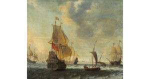 Dutch Ships in a Lively Breeze, 1650s, anonymous artist
