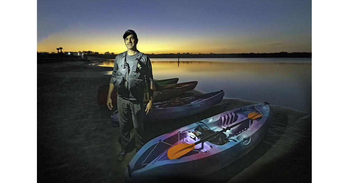 Kayak guide Ben Brandao, courtesy of Stacy Sather and Florida's Historic Coast