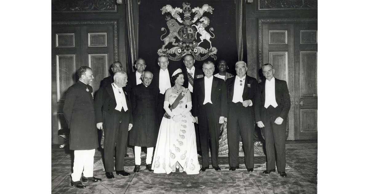 Queen Elizabeth II and the Prime Ministers of the Commonwealth Nations,  at  Windsor Castle,  (1960 Commonwealth Prime Minister's Conference