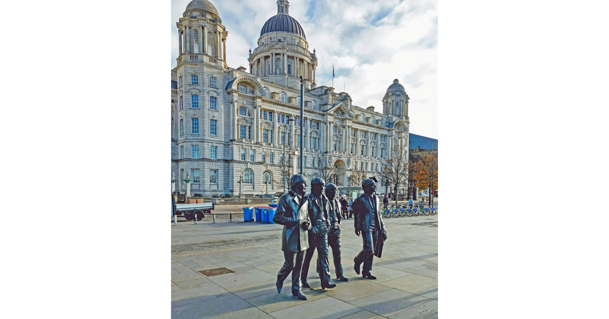 The Beatles statue and the Cunard building, home to the British Music Experience.