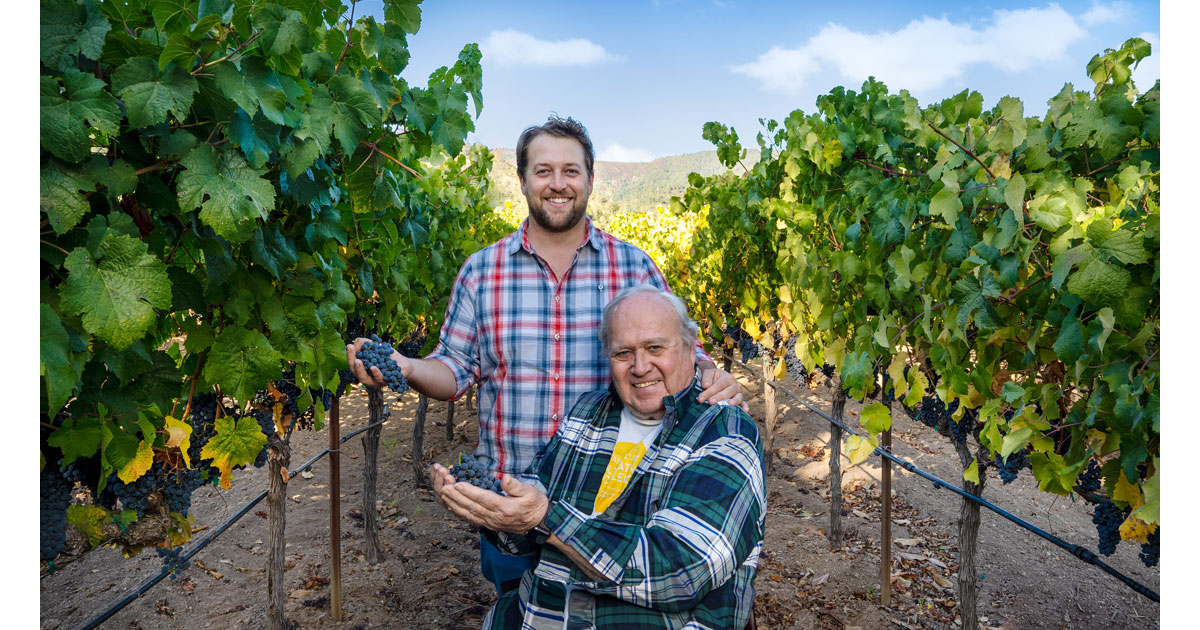 Chris Kenefick with his father Dr Tom Kenefick during harvest 2019